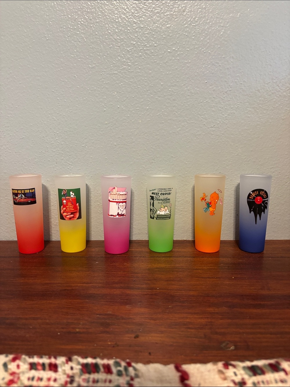 Boys Lie Gradient Neon Shot Glasses Set - Pink, Yellow, Green, Orange, Blue, Red
